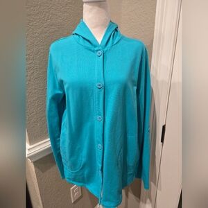 Denim & Co. Beach French Terry Roll Tab Sleeve Hooded Jacket